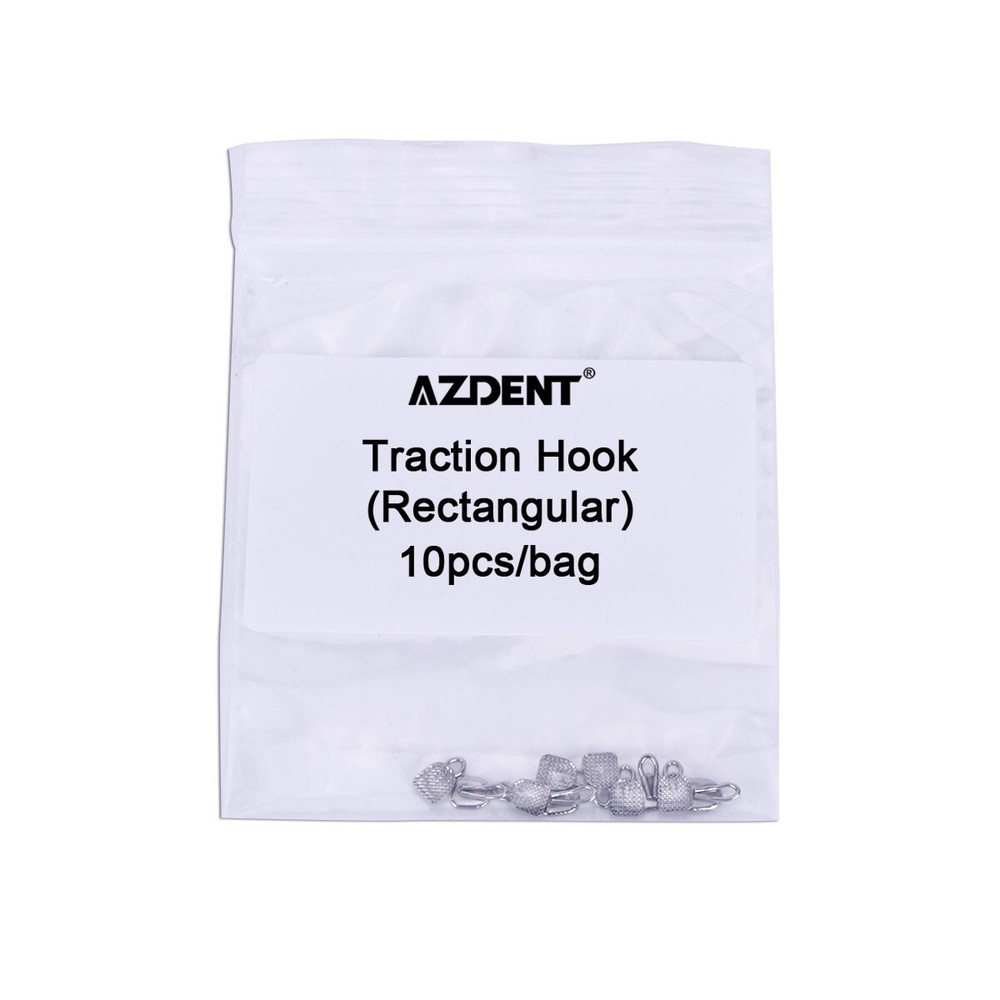 10pcs Orthodontic Lingual Buttons With Traction Hook Dental Rectangular AZDENT