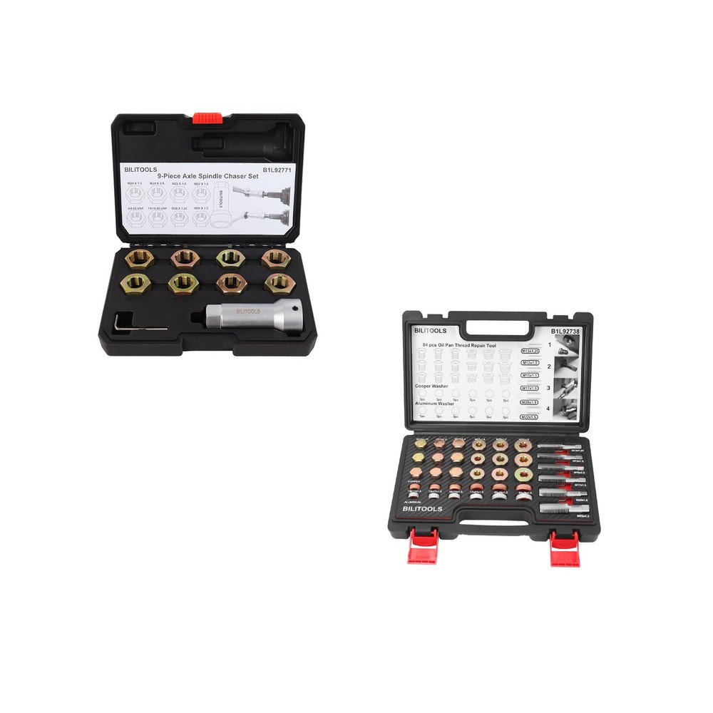 BILITOOLS 9-Piece Axle Spindle Thread Chaser Set, Rethreading...