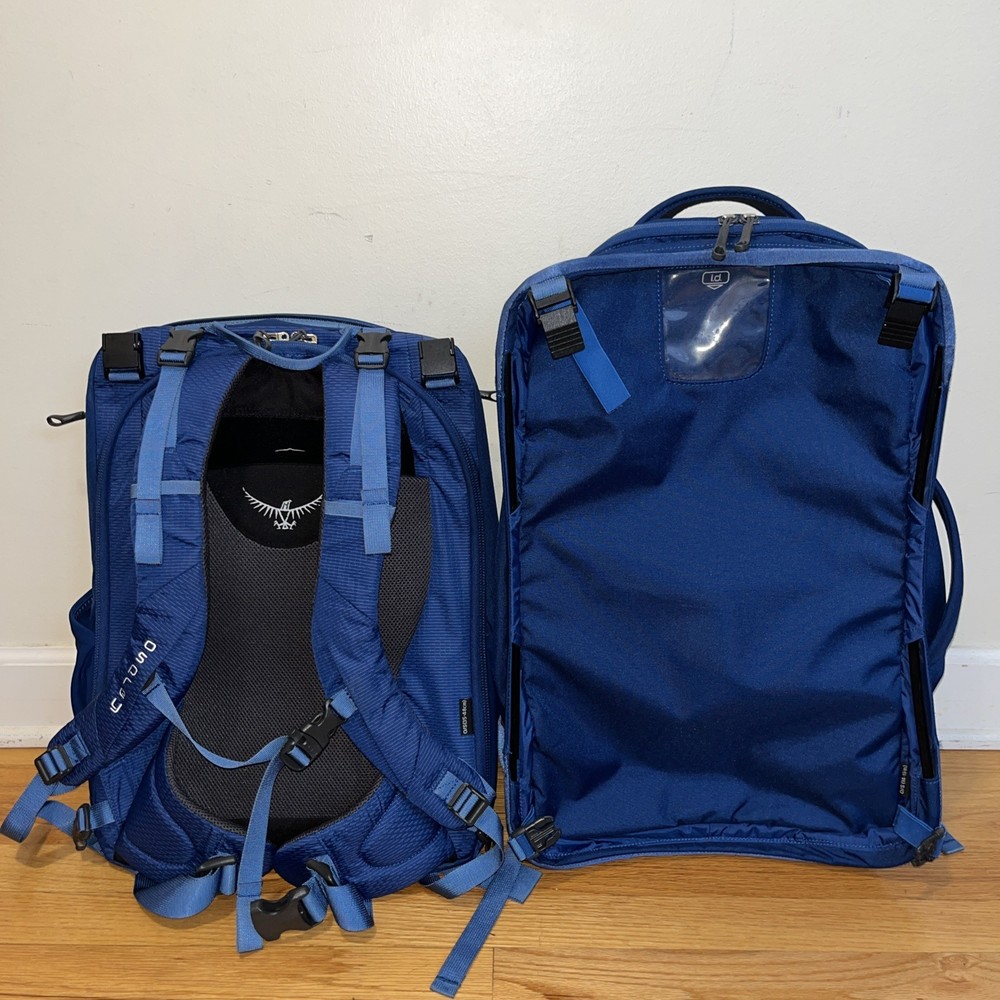 Osprey Ozone Duplex 60 Travel Backpack. Includes detachable day-pack! Blue