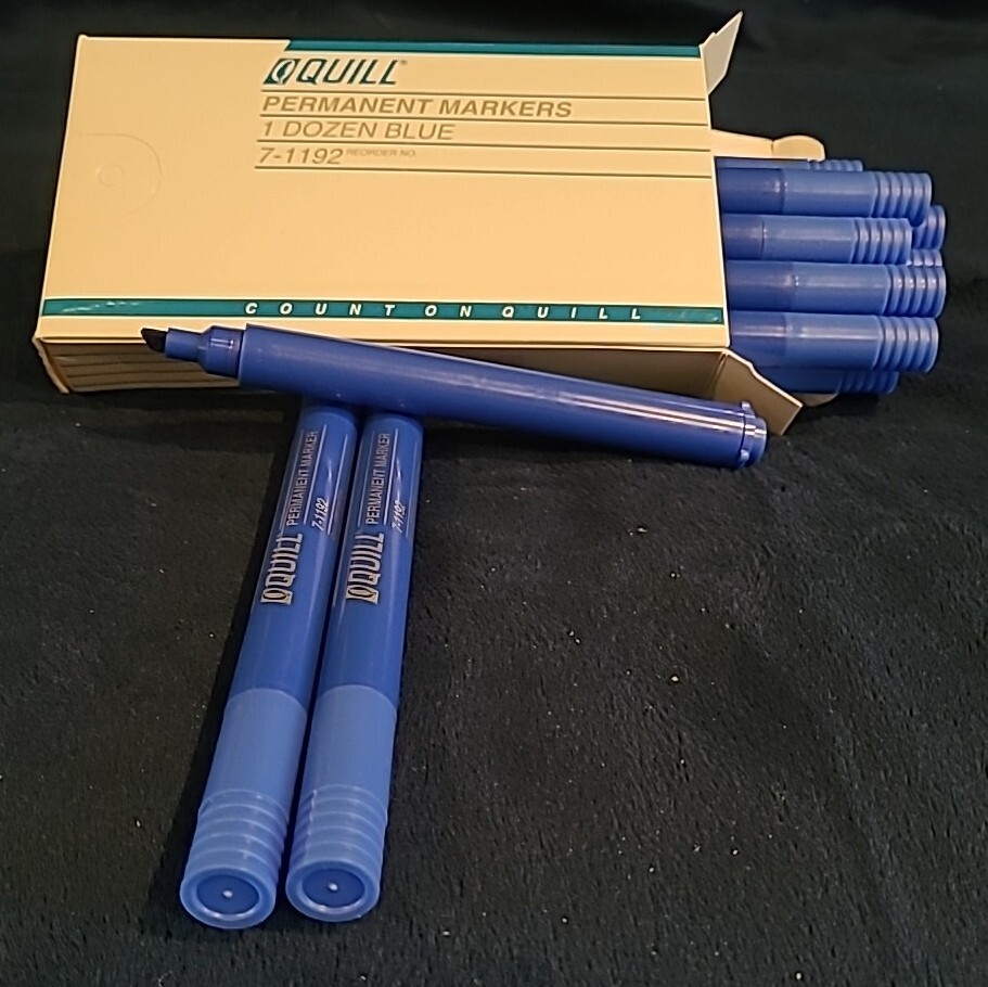 Quill Permanent Markers, Chisel Tip, 1 Dozen Blue