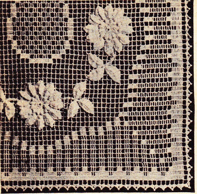 VINTAGE Daisy Wreath Buffet Scarf Runner Doily/Crochet Pattern INSTRUCTIONS ONLY