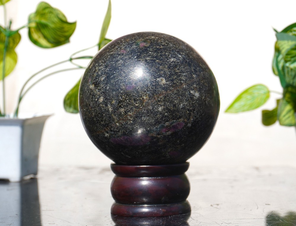Large 100MM Pink Ruby Biotite Stone Healing Mineral Metaphysical Sphere Ball