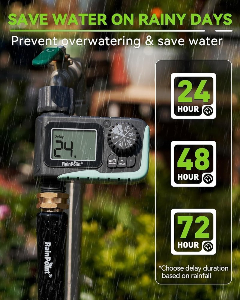 Compact 1-Outlet Sprinkler Timer: Easy Programming for Yard & Garden Maintenance