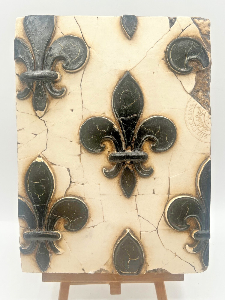 Retired Sid Dickens T-95 Fleurs Memory Block ceramic  with fleur-de-lis-motif