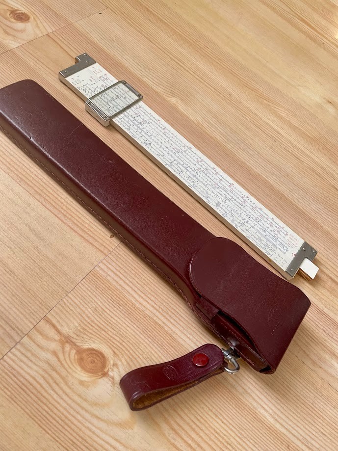 Vintage SLIDE RULE Versalog 1460 Frederick Post 12" Leather Case Engineering