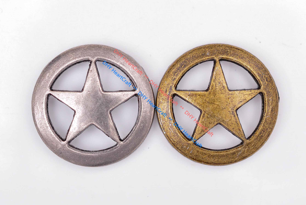 1" Nickle Western Texas Star Leathercraft Belt Stud Rivet Button SCREW BACK 10PC
