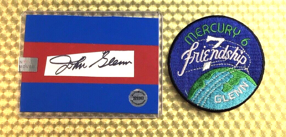 JOHN GLENN  (First In Orbit) Authentic Guaranteed  Autographed Cut + Patch