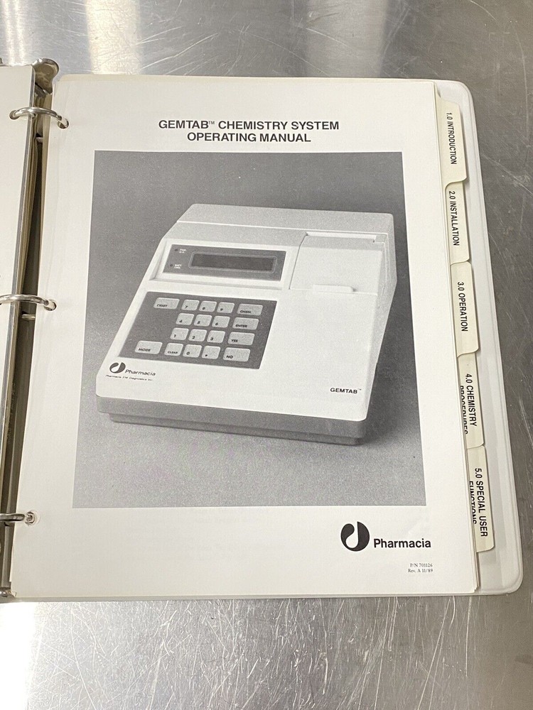 Pharmacia Gemtab Chemistry System In-vitro - Users Guide / Instruction / Manual