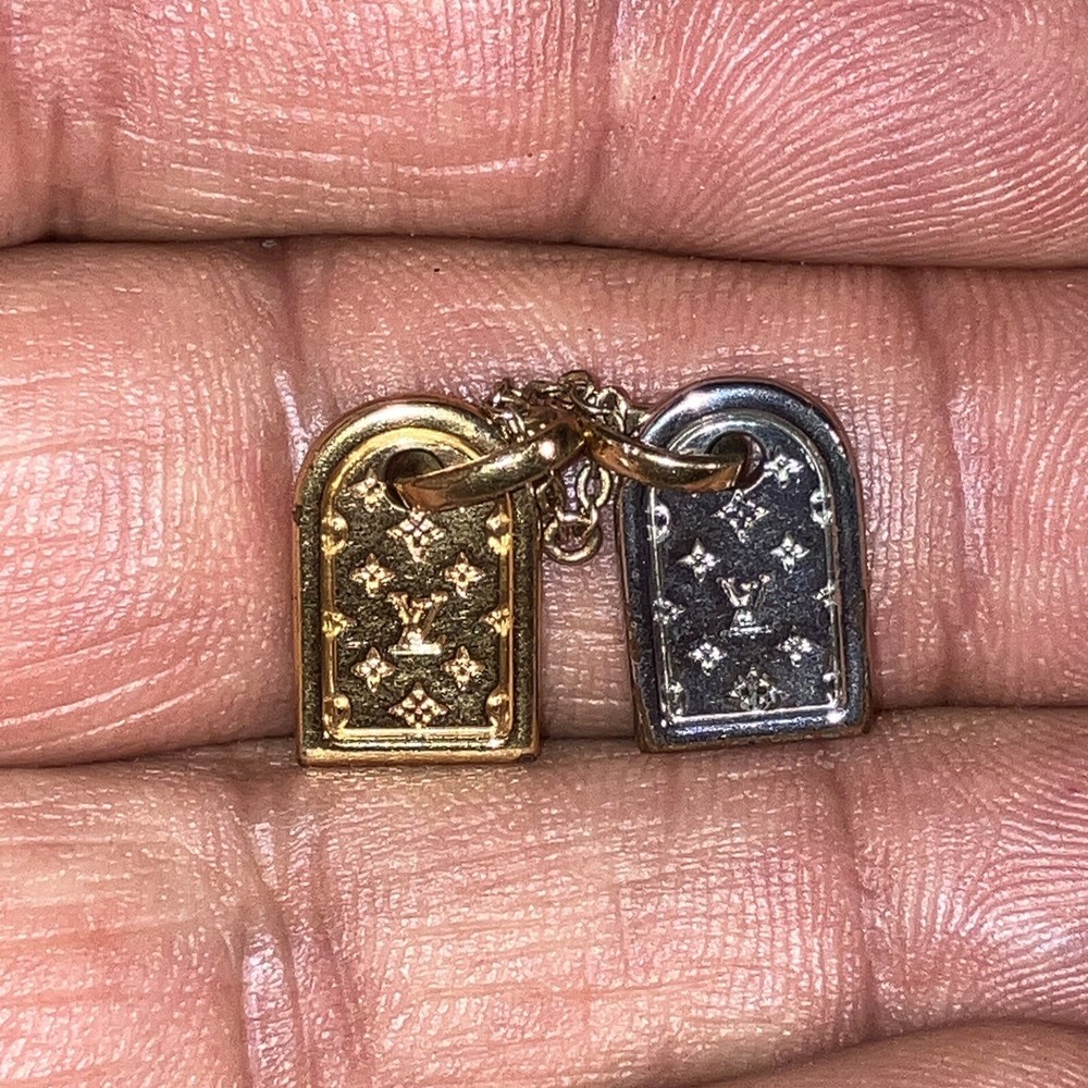 Authentic LOUIS VUITTON Monogram LV Initials miniature name tag Charm.