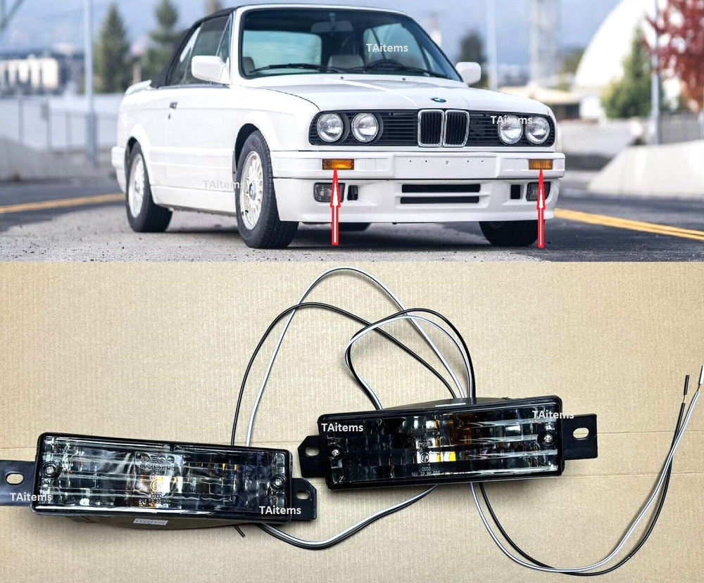 PAIR LEFT+RIGHT FRONT TURN INDICATORS CLEAR FOR BMW 3 SERIES E30 1982-1994
