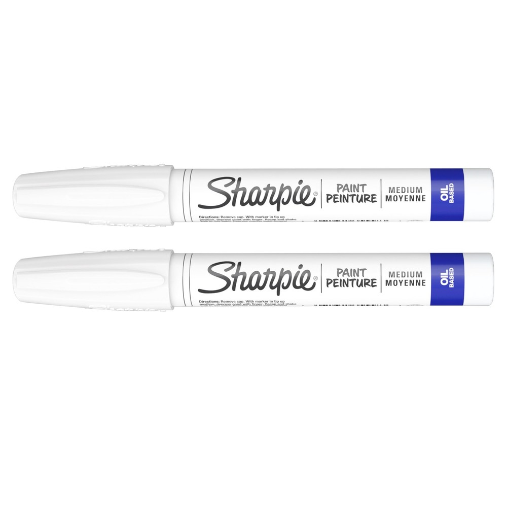 Sharpie Oil-Based Paint Markers, Medium Point, 1 Count (Pack of 2), White