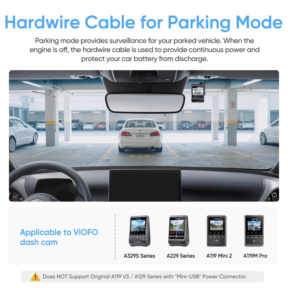VIOFO HK4 Acc Hardwire Cable, USB-C Hard Wire Cable for