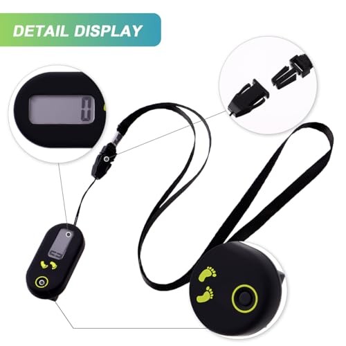 Walking 3D Pedometer, Simple Step Counter with LED Digital Watch, Clip on E