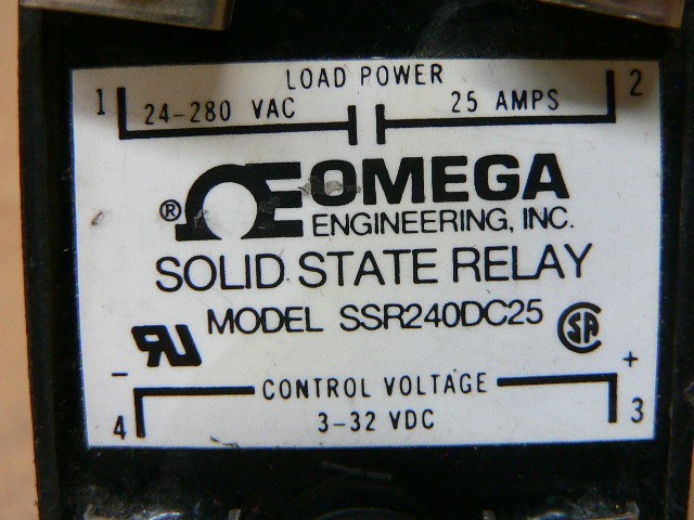 Omega Engineering Ssr240dc25 Solid State Relay 24/280 Vac 25A