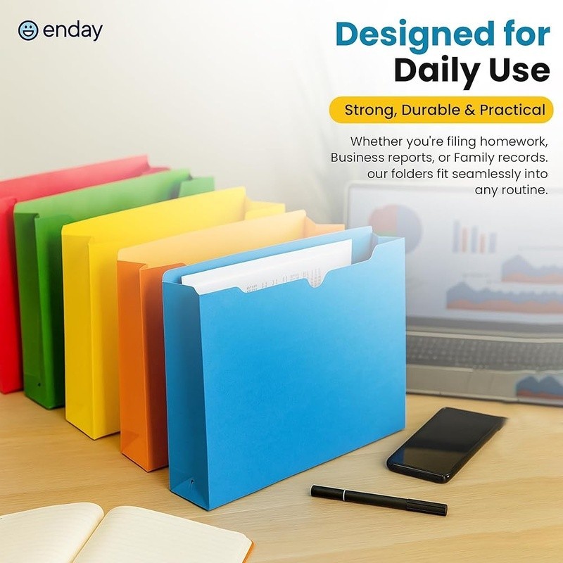 Durable Expandable File Folders Color Coded Document Organizer Secure Storage US