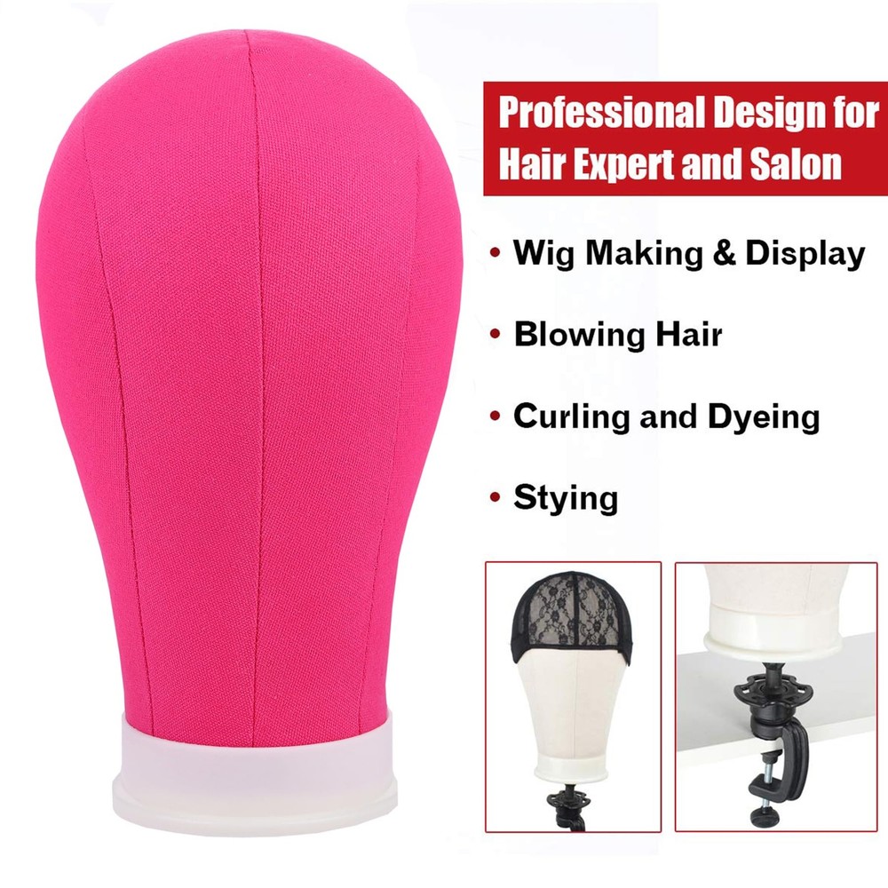 22Inch Canvas Block Head for Wig Making Display Styling Stand Set