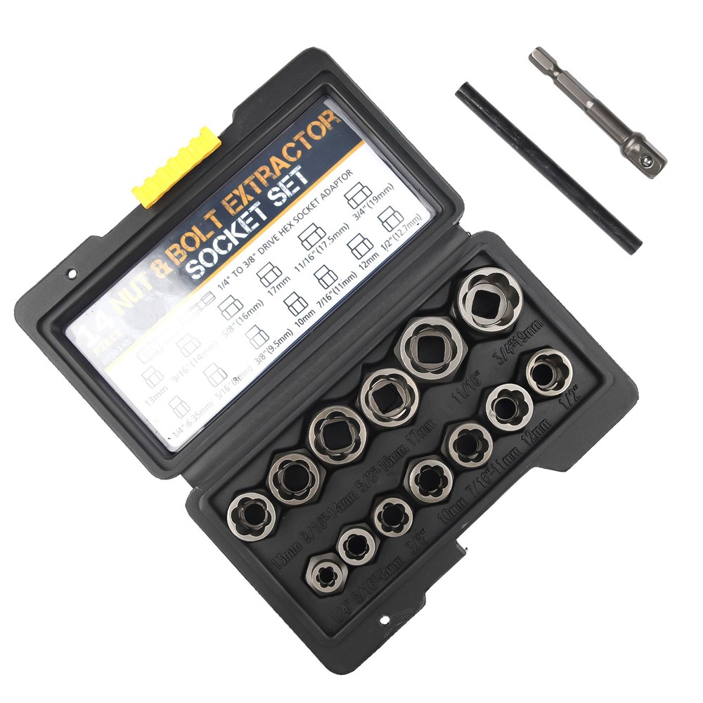 15 Pcs Nut & Bolt Extractor Kit, of Bolt Removal Tool Set, Extractor Socket Tool