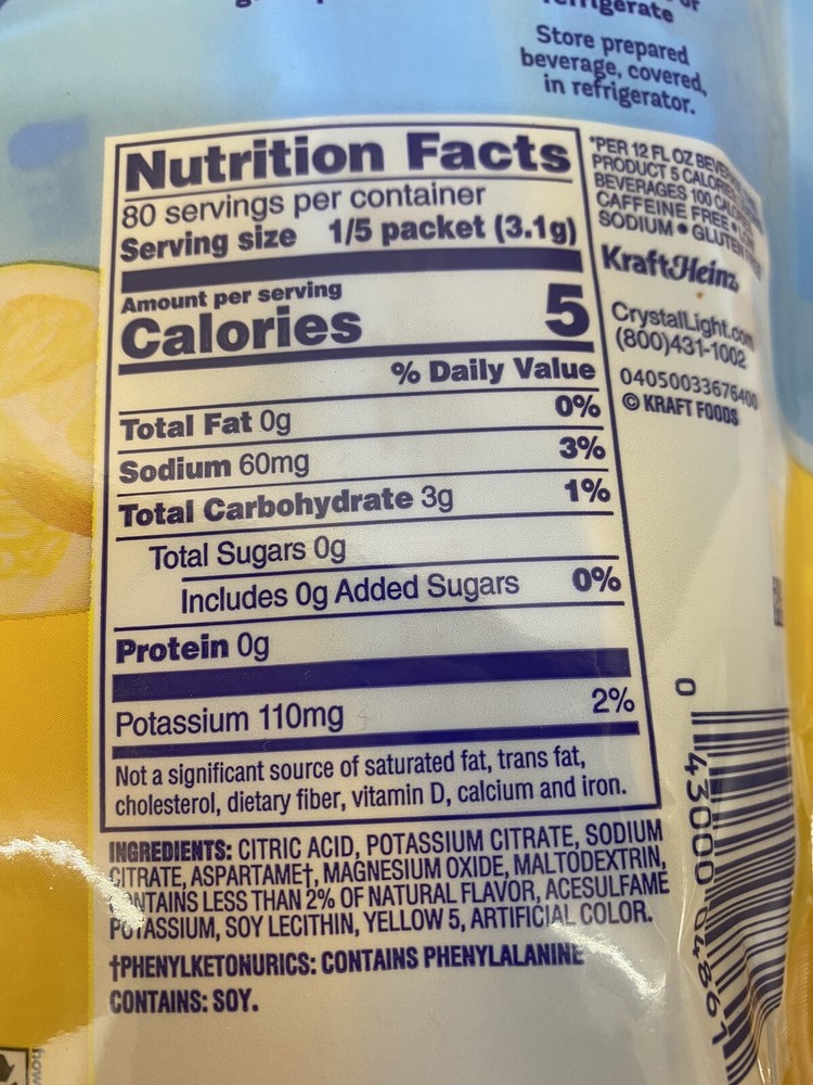 Crystal Light Lemonade Drink Mix 16 Packets- Makes 32 Quarts - (2 PACK)