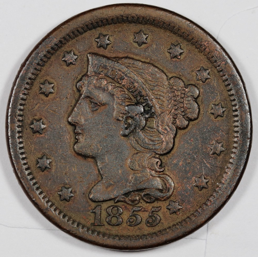 1855 Large Cent.  Knobbed Ear.  VF.  200249