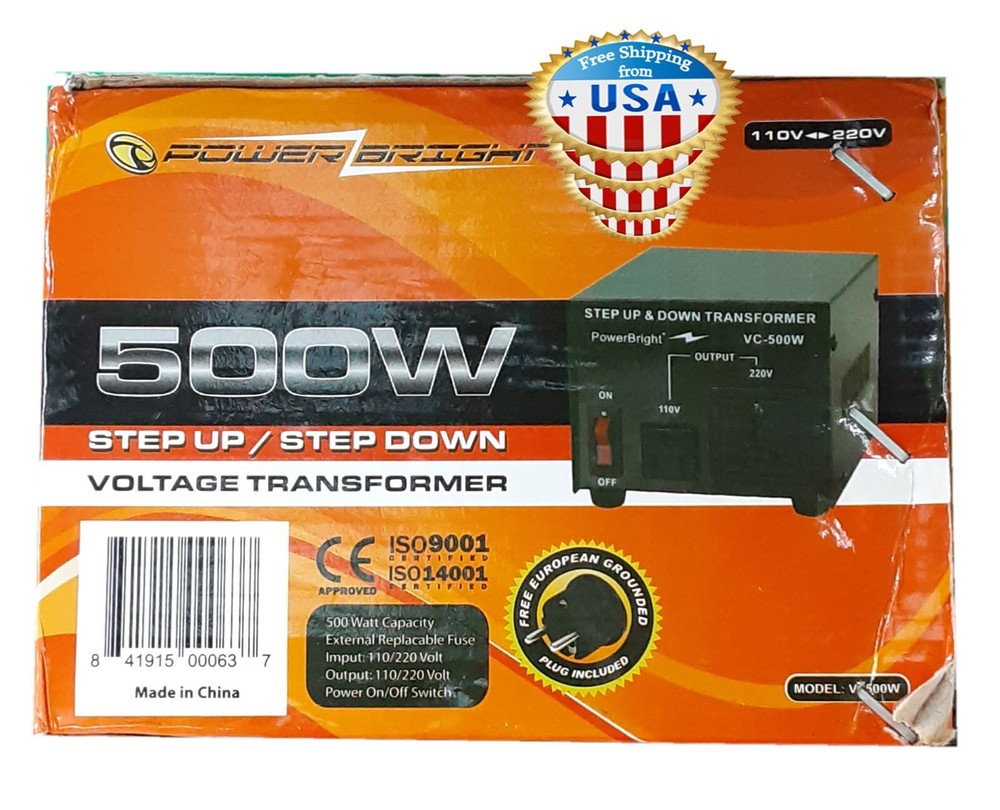 POWER BRIGHT VOLTAGE TRANSFORMER STEP UP STEP DOWN 110V / 220V 500W