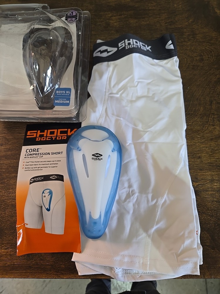 Salty Shock Doctor Compression Shorts Boys XL Medium Cup