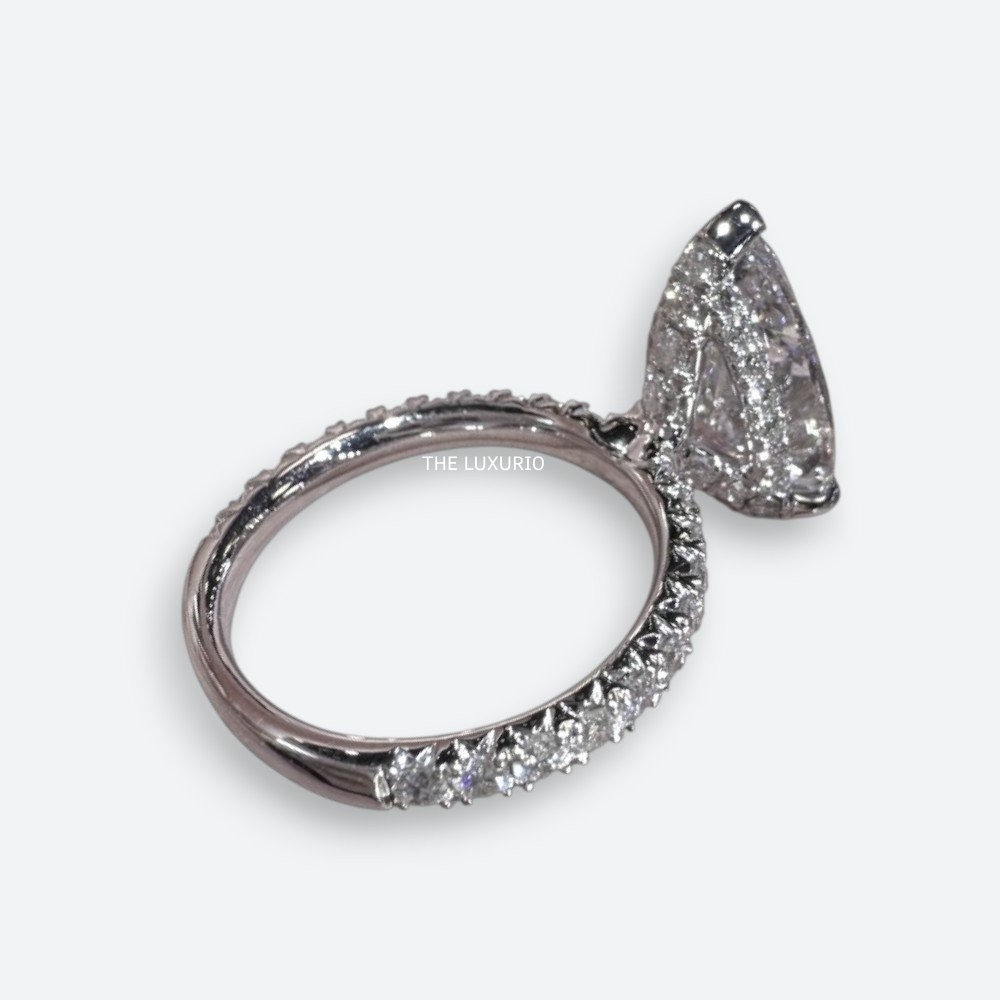 Pear Cut Large Diamond Engagement Ring 5.60 Ct IGI Lab Grown Solid 950 Platinum