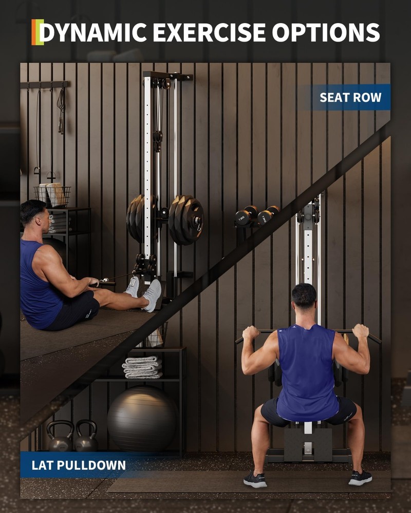Wall Mount Cable Station LAT Pulldown Machine with 19 Positions Dual Pulley
