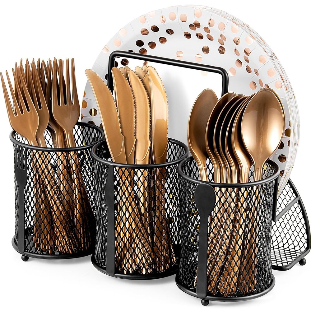 DTICON Utensil Organizer Silverware Caddy - Holder for Small, Black