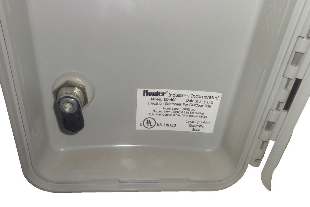 Hunter EC-400 4 Station Irrigation Controller Timer In Lock Box With Keys Works