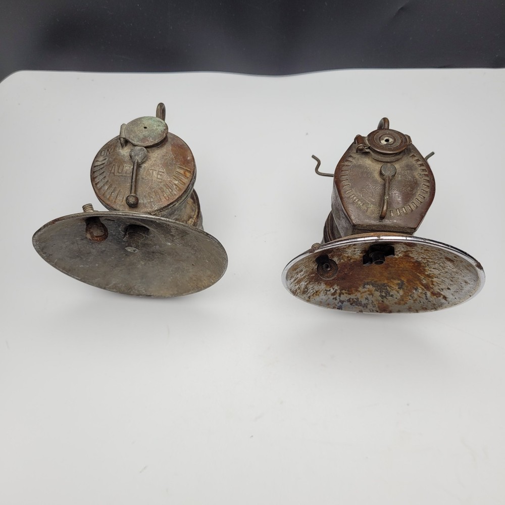 Two Vintage Brass Carbide Miner Lamps