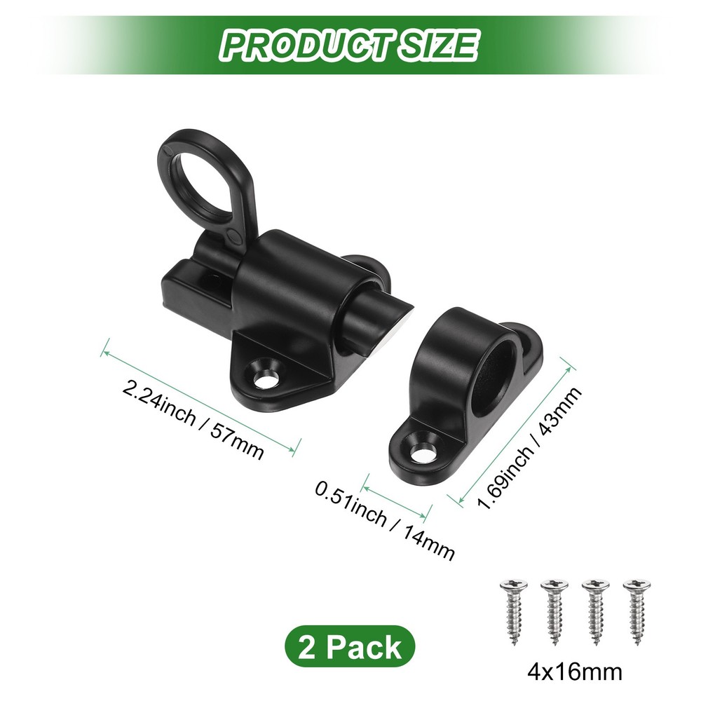 2-Pack Self-Closing Latches, Spring Door Lock for Gate/Window [Black]