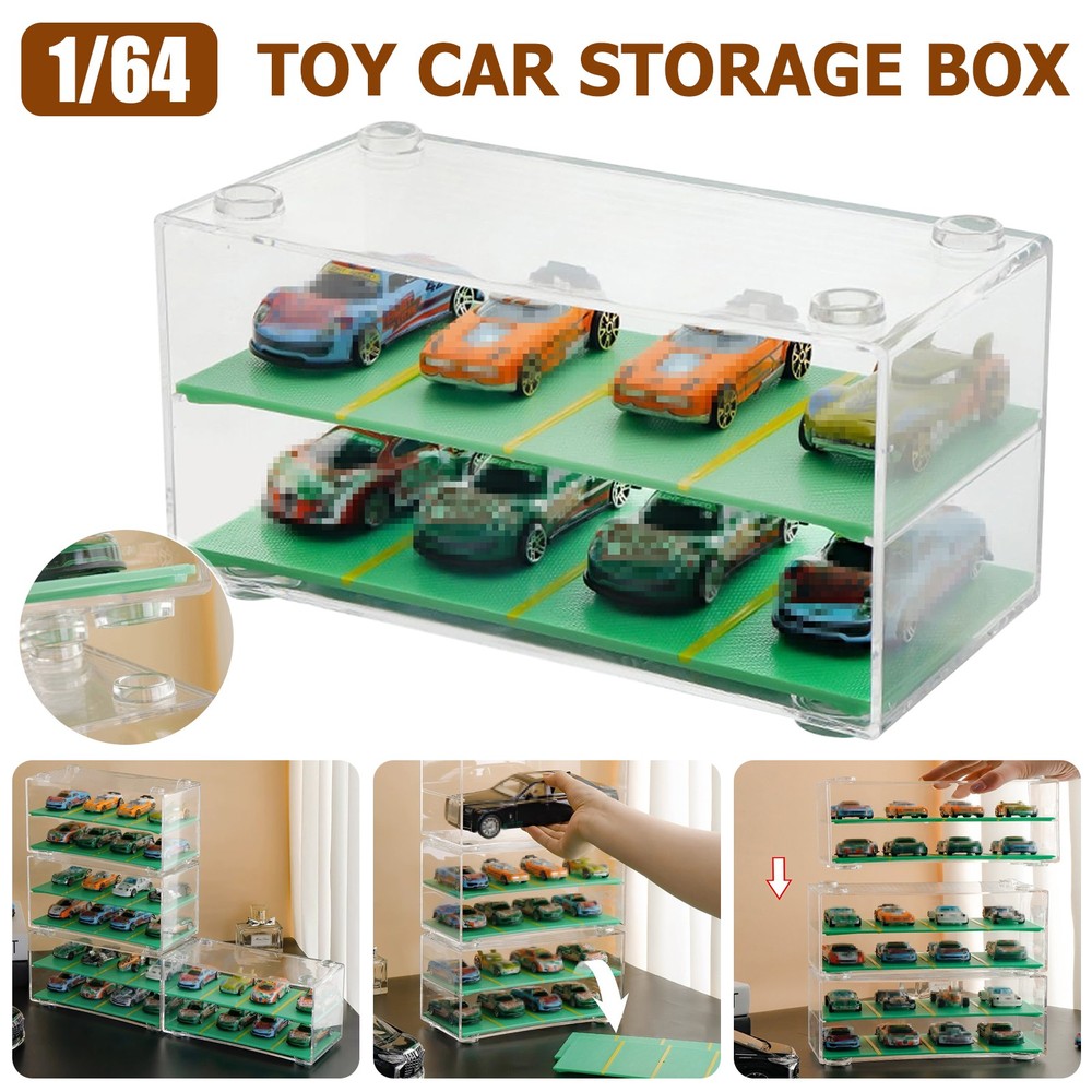 Storage Case 1/64 Scale for Matchbox Car Display Box Stackable Toy Car Organizer