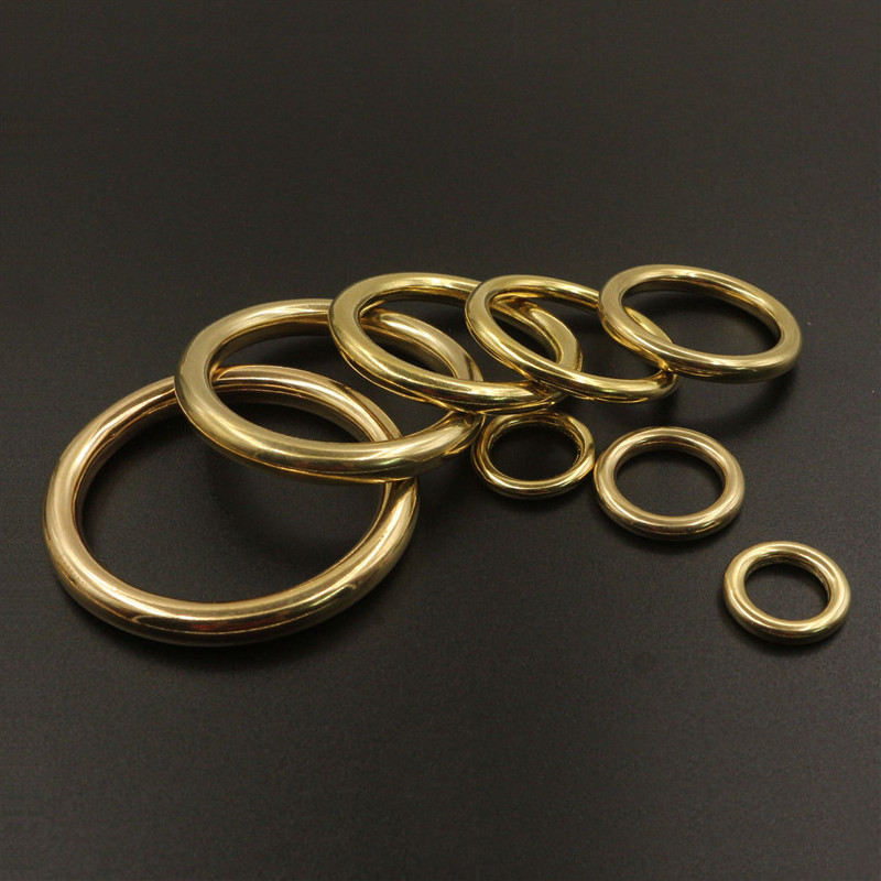 Cast Solid Brass O Ring Seamless Round Buckle for Webbing Leathercraft 7Mm-51Mm
