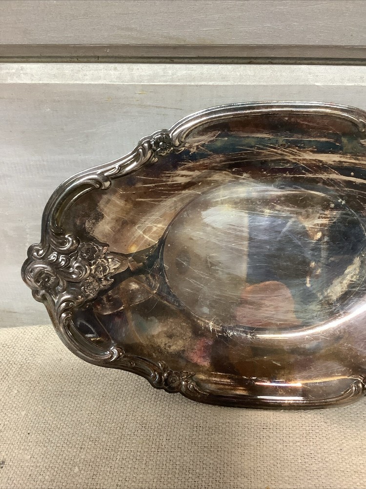 International Silver Co Silver Plated Tray 448 Flower Pattern