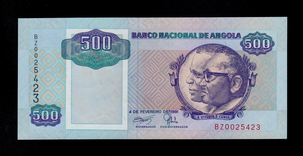 ANGOLA REPLACEMENT  500  KWANZAS 1991  PICK # 128b UNC.