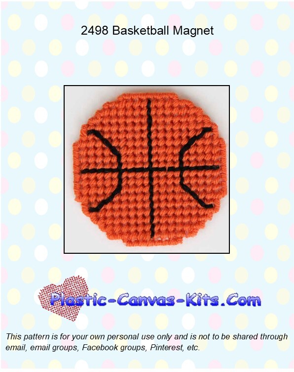 Basketball Magnet - Plastic Canvas Pattern or Kit
