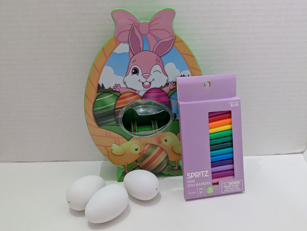 Easter Egg Dye Kit Spinner Machine Markers 3 Eggs Egg Decorating Kit