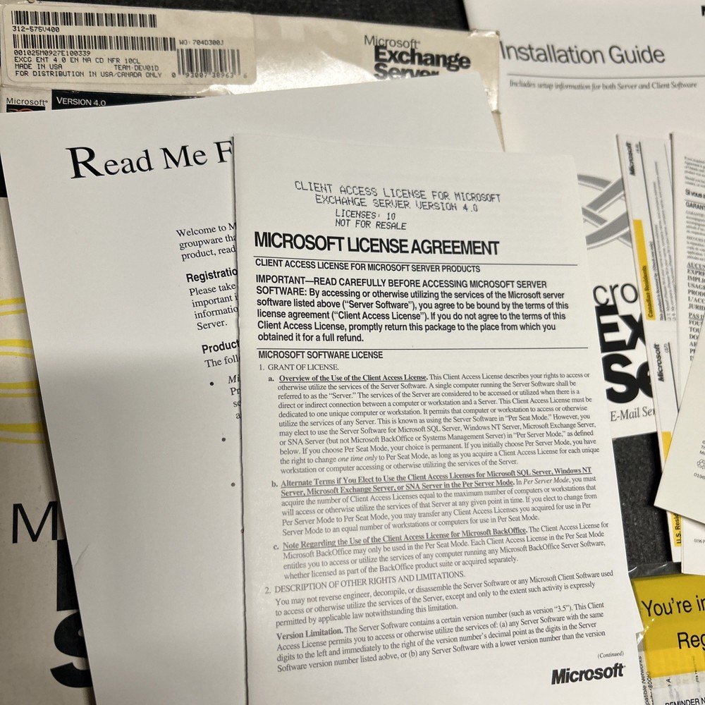 Microsoft Exchange Server Enterprise Edition 10 License Big Box Complete 4.0