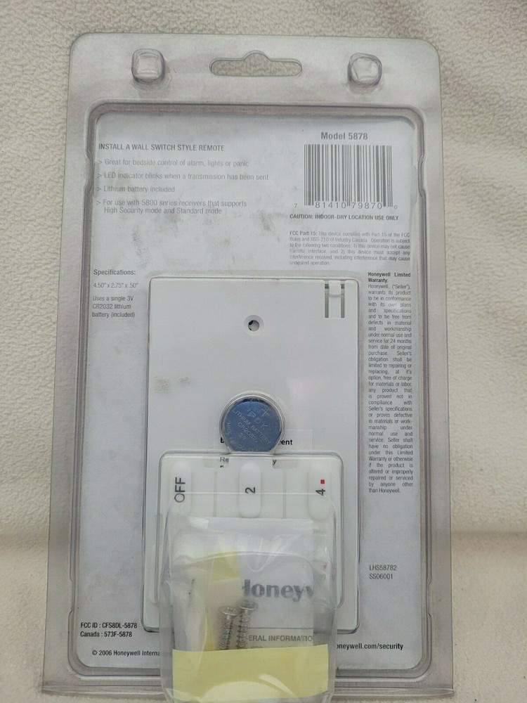 New Honeywell 5878 Transmitter White Wireless Wall Mount