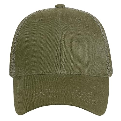 Trucker Hat Baseball Cap Structured Plain Design 6 One Size 1pk Army Green