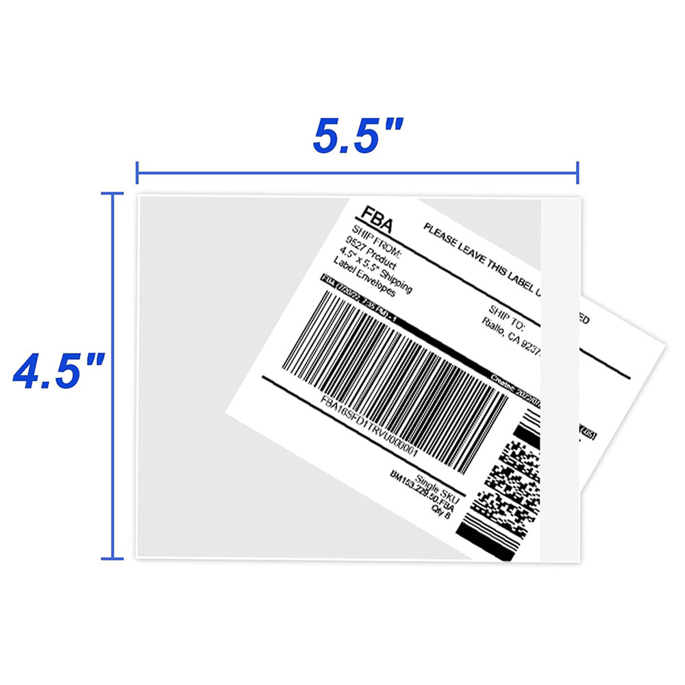 4.5" x 5.5" Clear Adhesive Top Loading Packing List/Shipping Label Envelopes US
