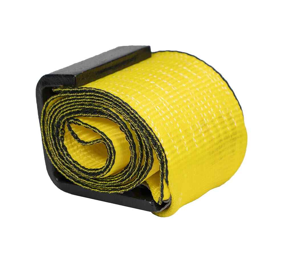 (10 Pack) 4" x 5' Roll Off Container Yellow Winch Strap w/ Large Flat Hook fo...