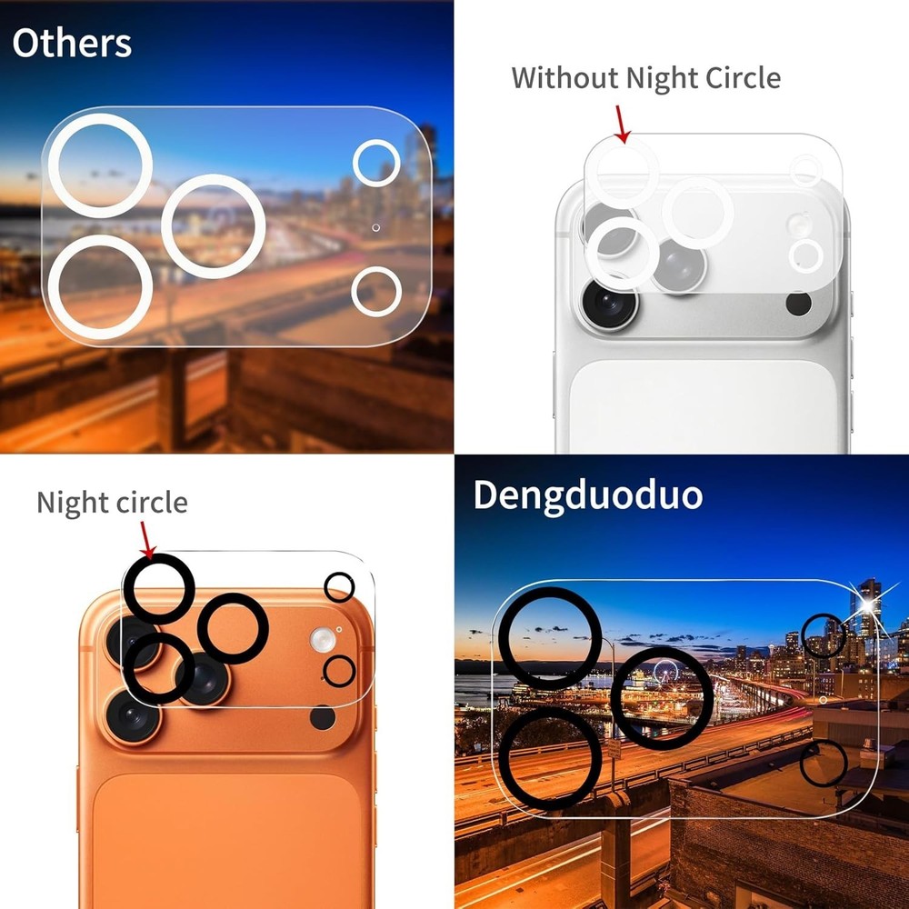 3 Pack Camera Lens Protector for iPhone 17 Pro 17 Max, Clear