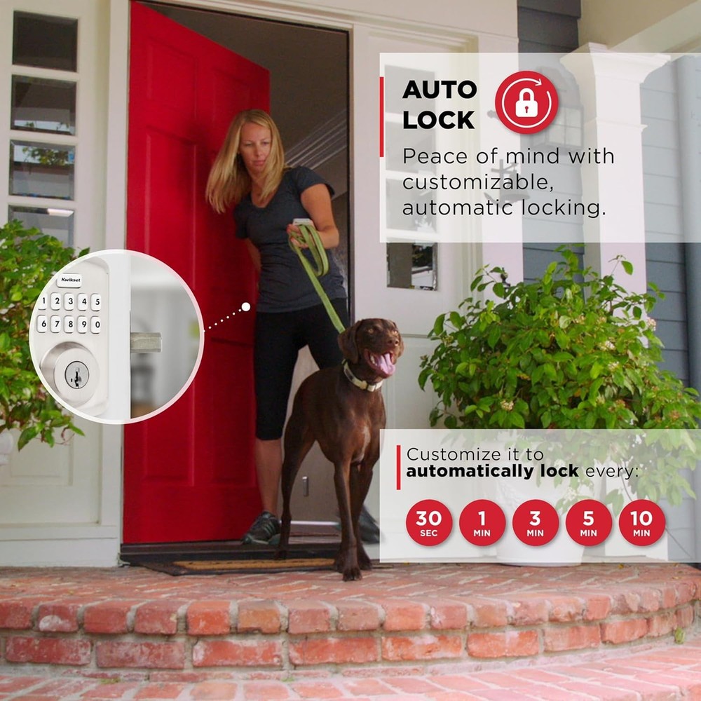 10-Button Keypad Satin Transitional Electronic Deadbolt Door Lock,Keyless Entry