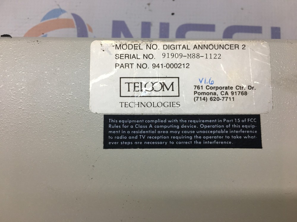 Telecom Technologies 941-000212 Digital Announcer 2