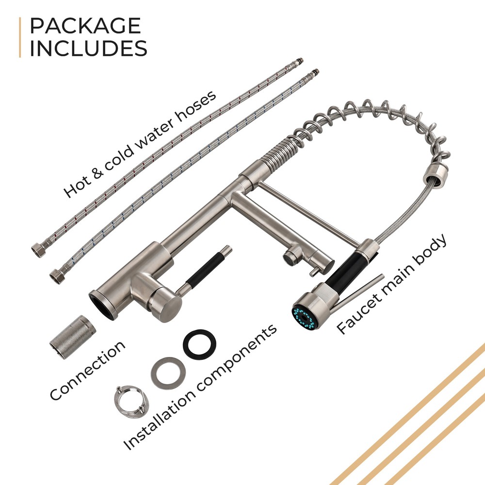 Kitchen Faucet Kit 2-Function Pull Down Sprayer Pot Filler w/Spring Spout