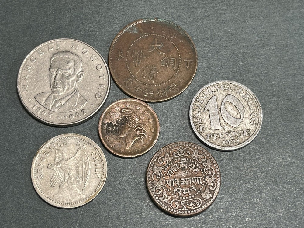 Assorted World Foreign 6 Coins Lot