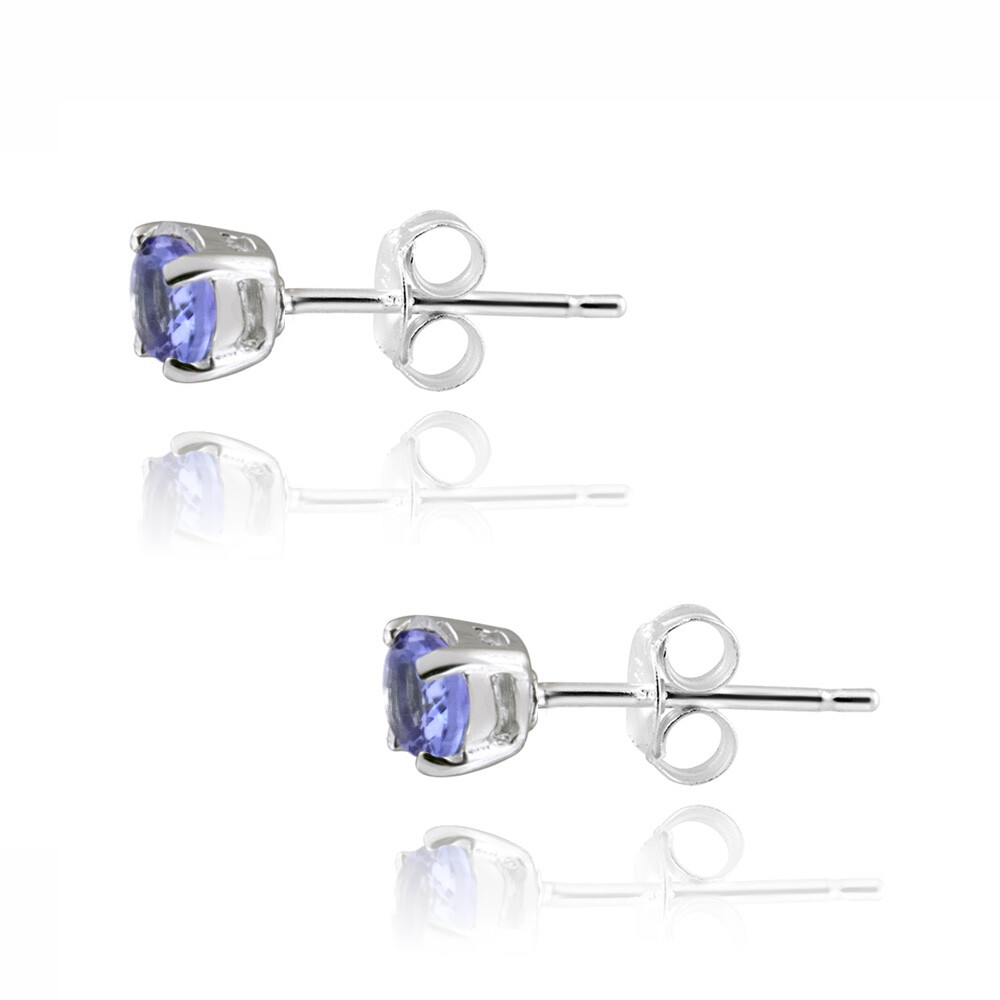 925 Silver 1.8ct Tanzanite Round 6mm Stud Earrings