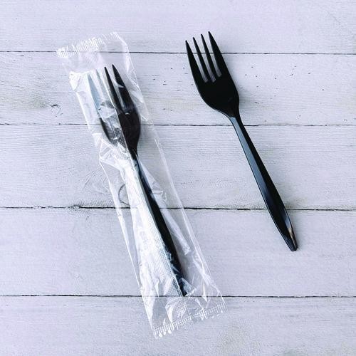 Boardwalk Wrapped Polypropylene Cutlery, Fork, Plastic, Black, 2,000/Carton
