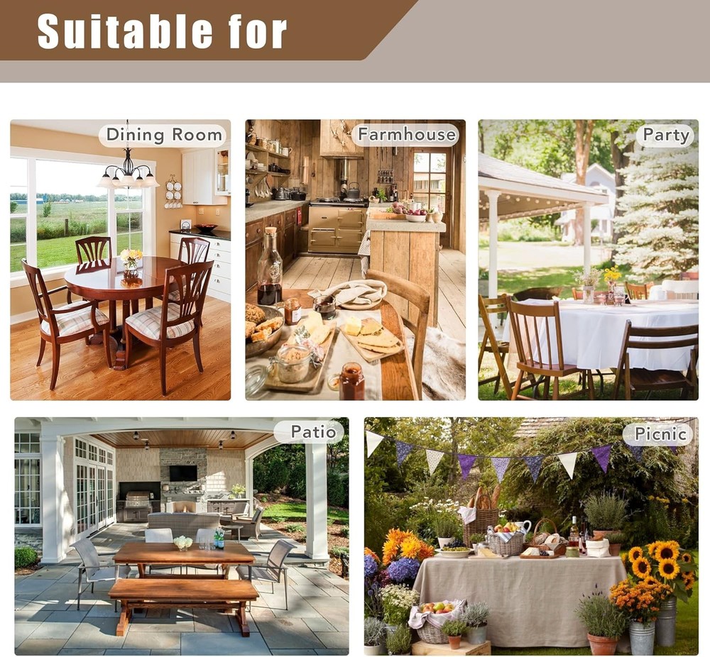 Fitable Faux Linen Tablecloth Rectangle 54" x 78" (Rectangular), Nature